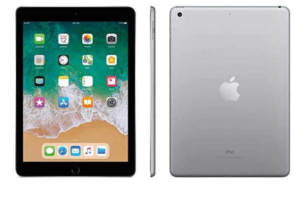 Apple iPad 6 with WiFi, 128GB, Space Gray (2018 Model) (Renewed)